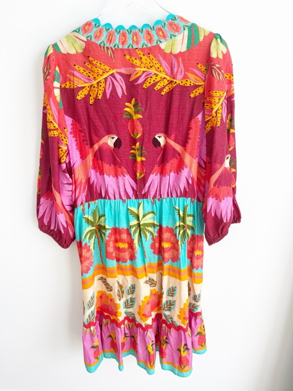 NWT City Chic Tropical Linen Blend Boho Dress Colorful Mini, Plus Size S - Picture 5 of 9